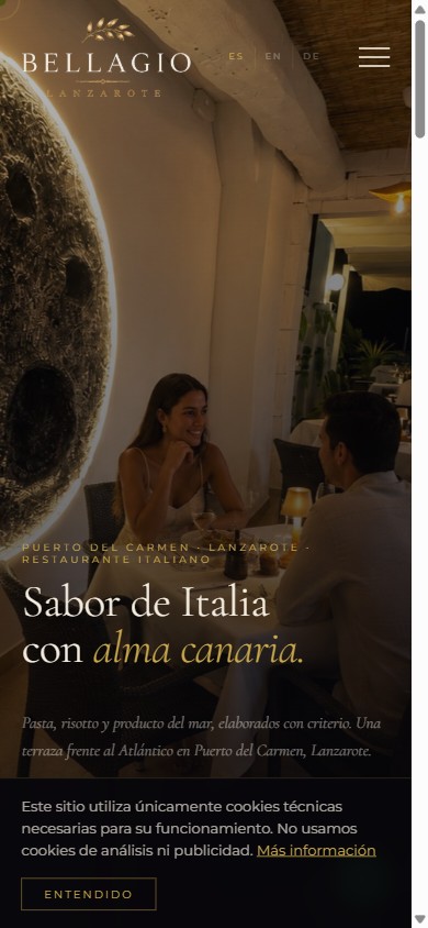 Web de Bellagio Lanzarote — Restaurante Italiano en Puerto del Carmen